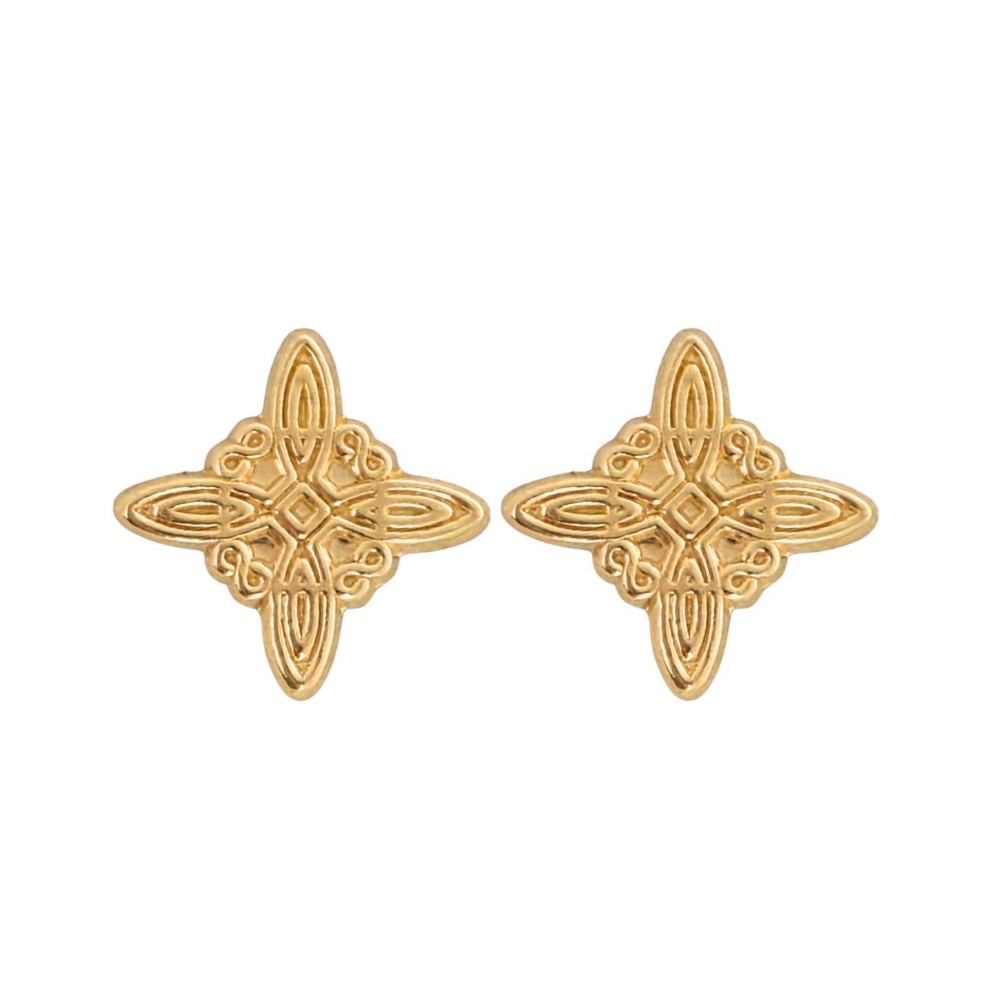 Aretes Oro 10K Broquel Nudo de Bruja