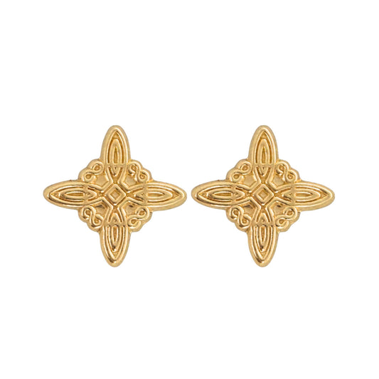 Aretes Oro 10K Broquel Nudo de Bruja