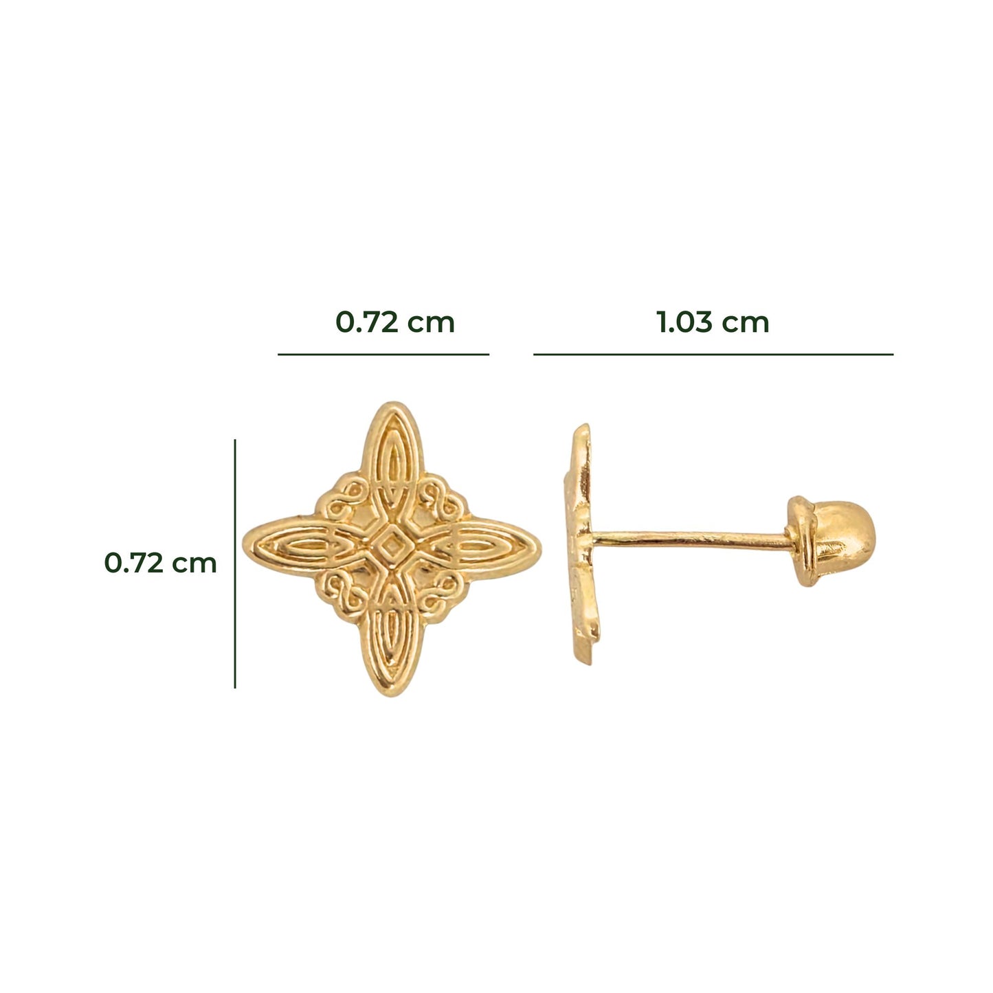 Aretes Oro 10K Broquel Nudo de Bruja