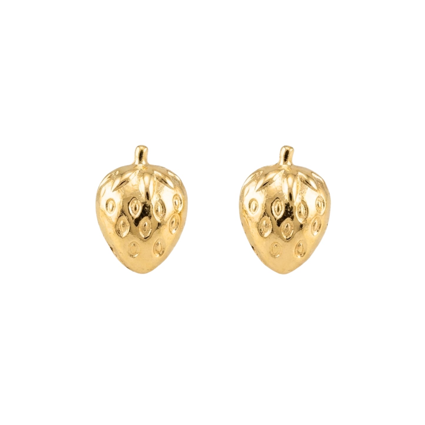 Aretes Oro 10K Broquel Fresa Dorada