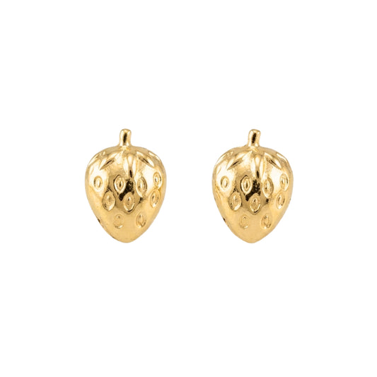 Aretes Oro 10K Broquel Fresa Dorada