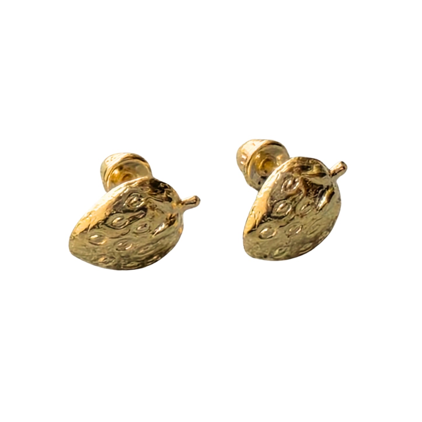 Aretes Oro 10K Broquel Fresa Dorada