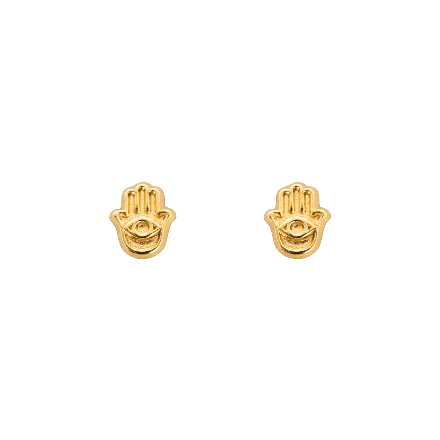 Aretes Oro 10K Broquel Mini Mano de Fátima