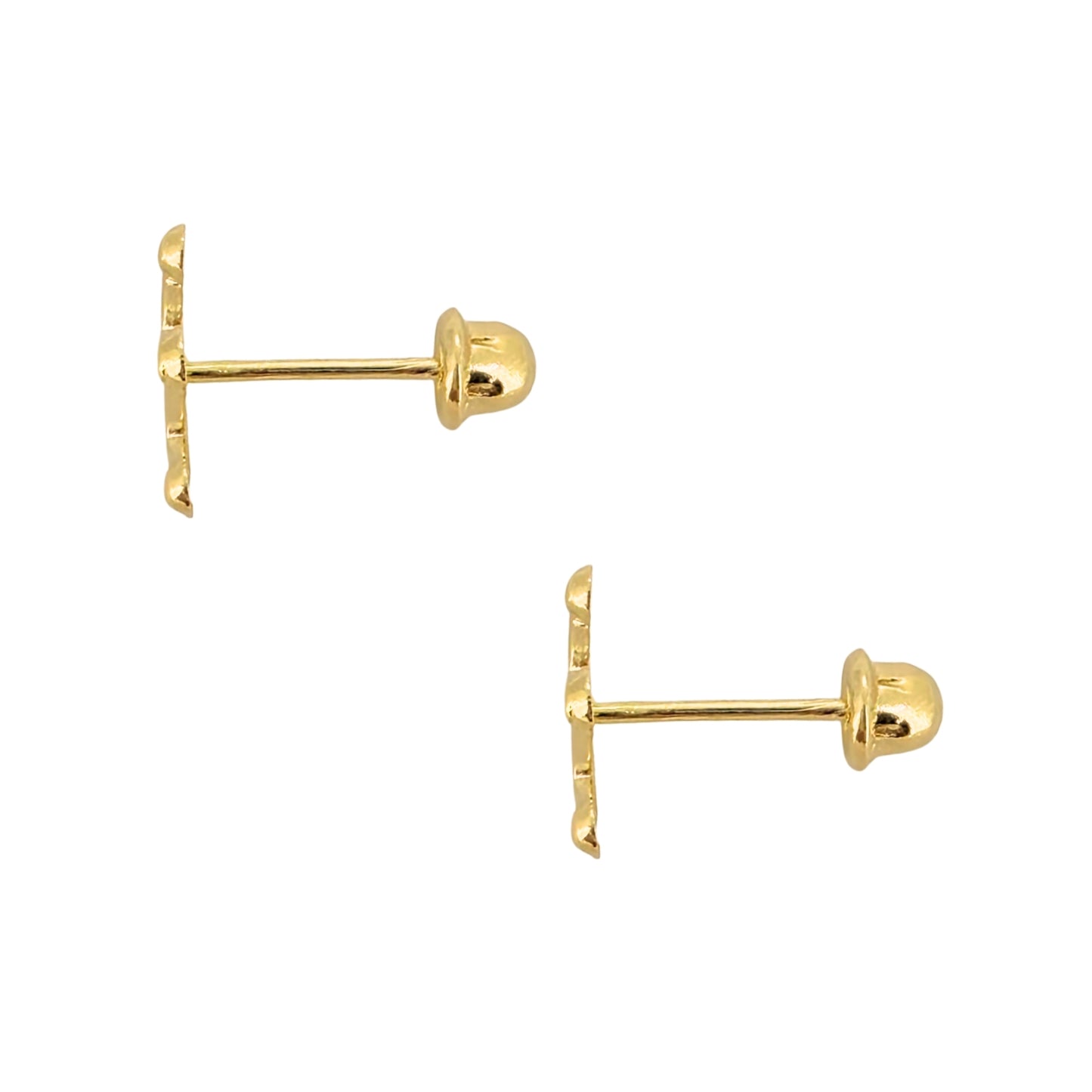 Aretes Oro 10K Broquel Corazón Silueta y Línea Electrocardiograma
