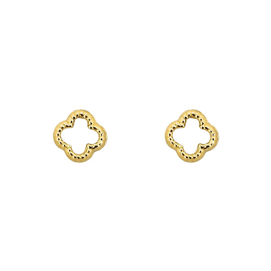 Aretes Trébol Silueta, Oro 10K Tipo Broquel