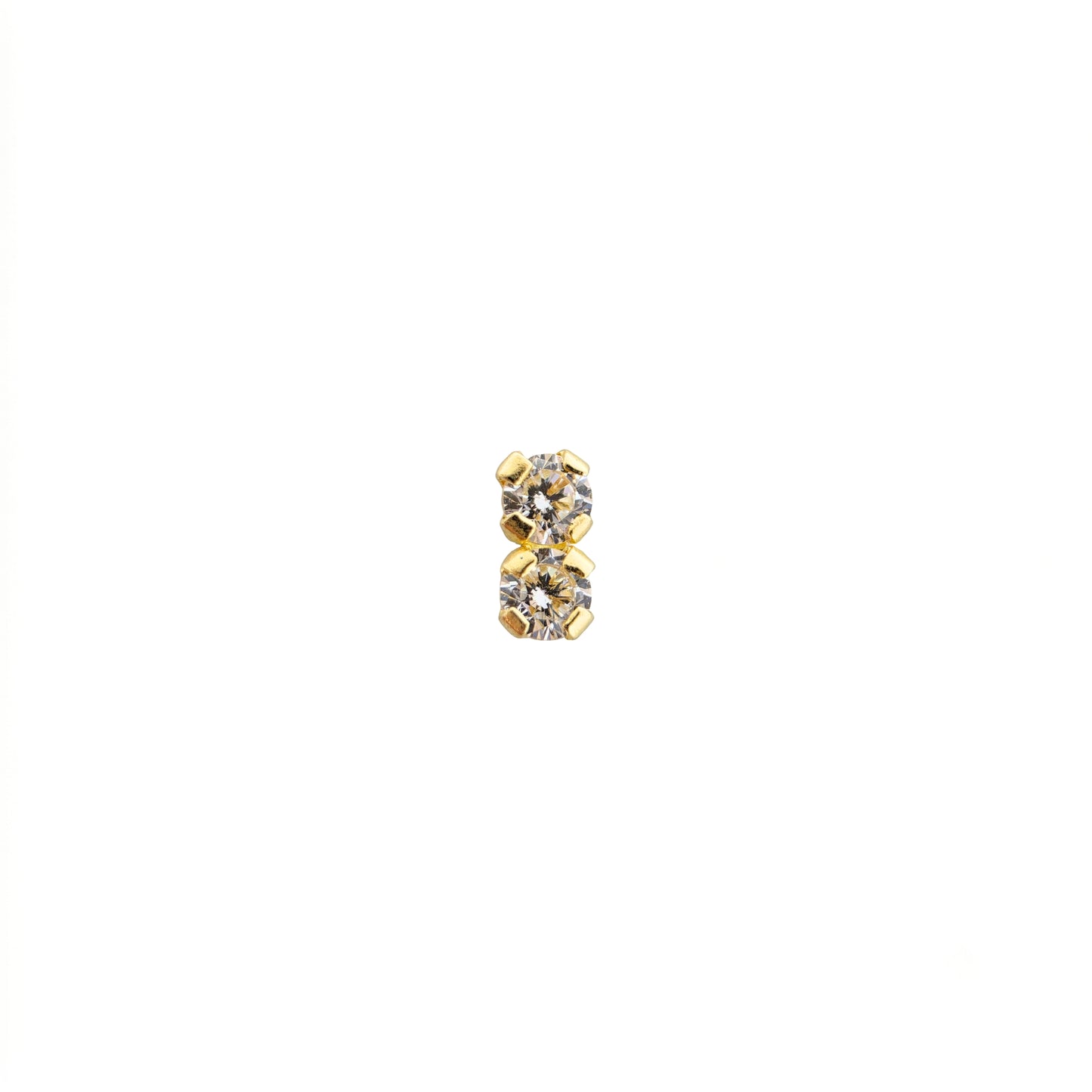 Aretes Oro 10K Broquel Doble Zirconia
