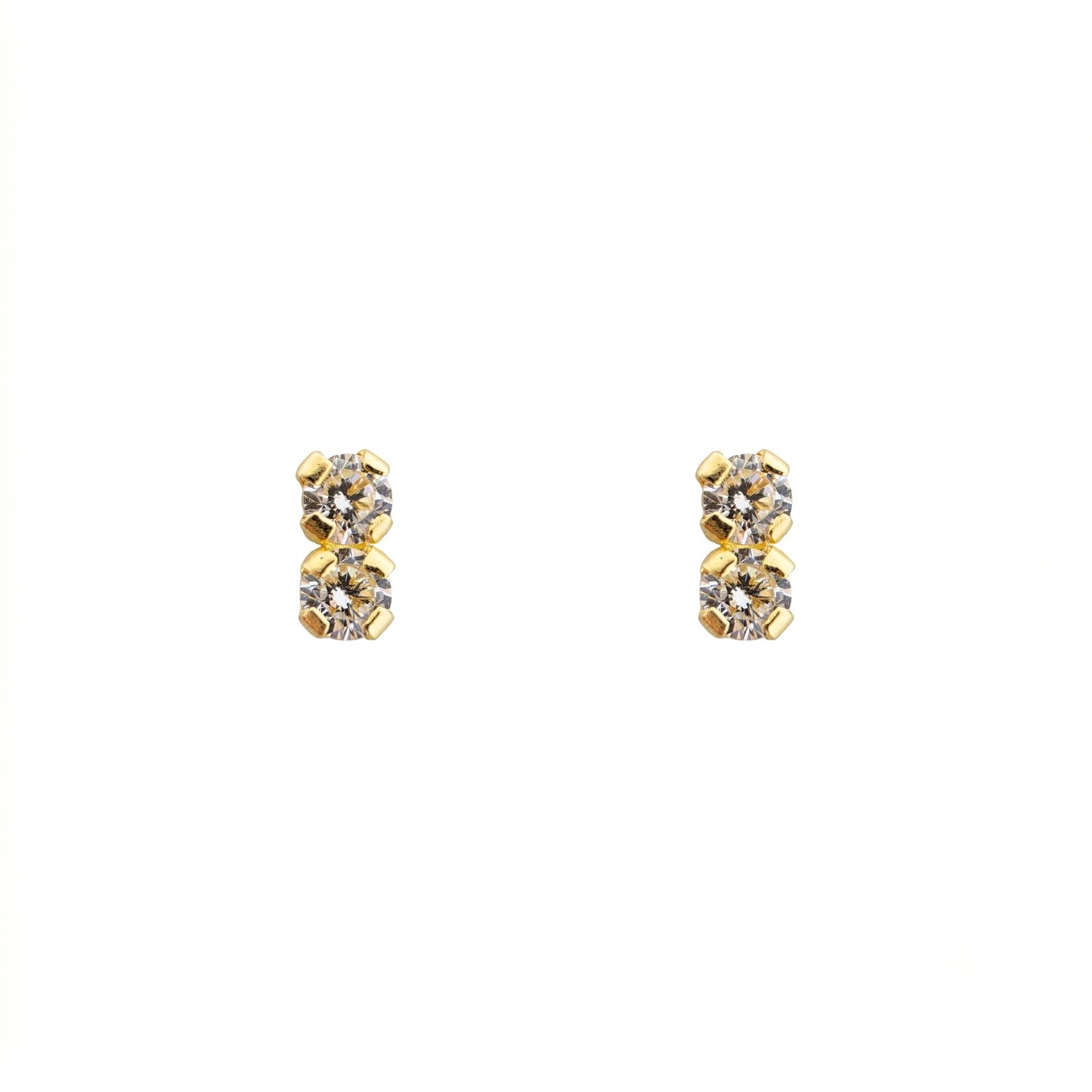 Aretes Oro 10K Broquel Doble Zirconia