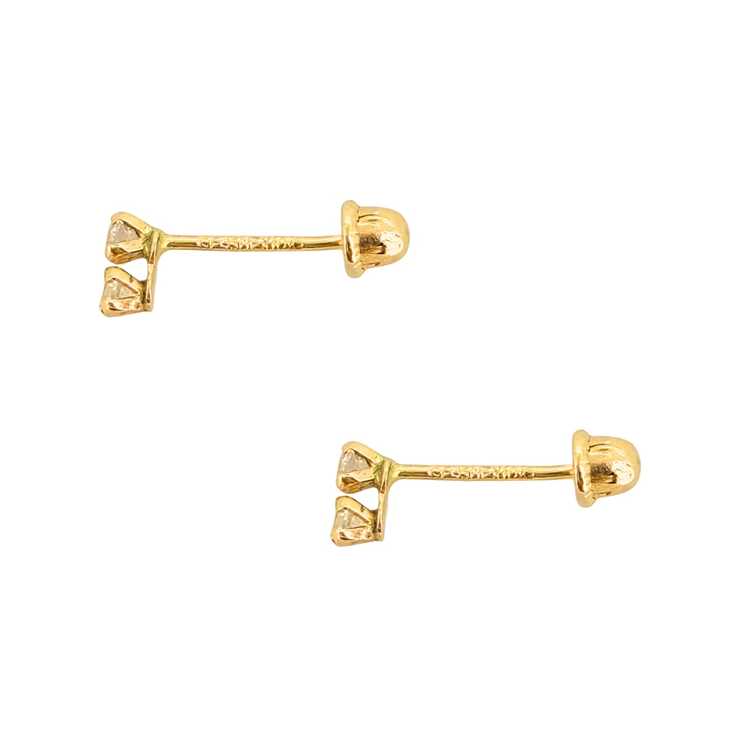 Aretes Oro 10K Broquel Doble Zirconia