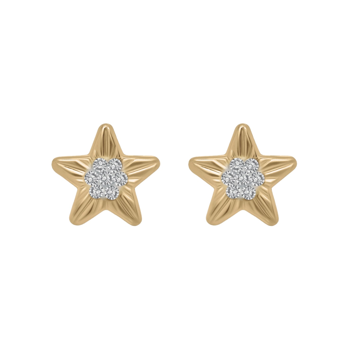 Aretes Oro 10K Broquel Estrella Zirconias