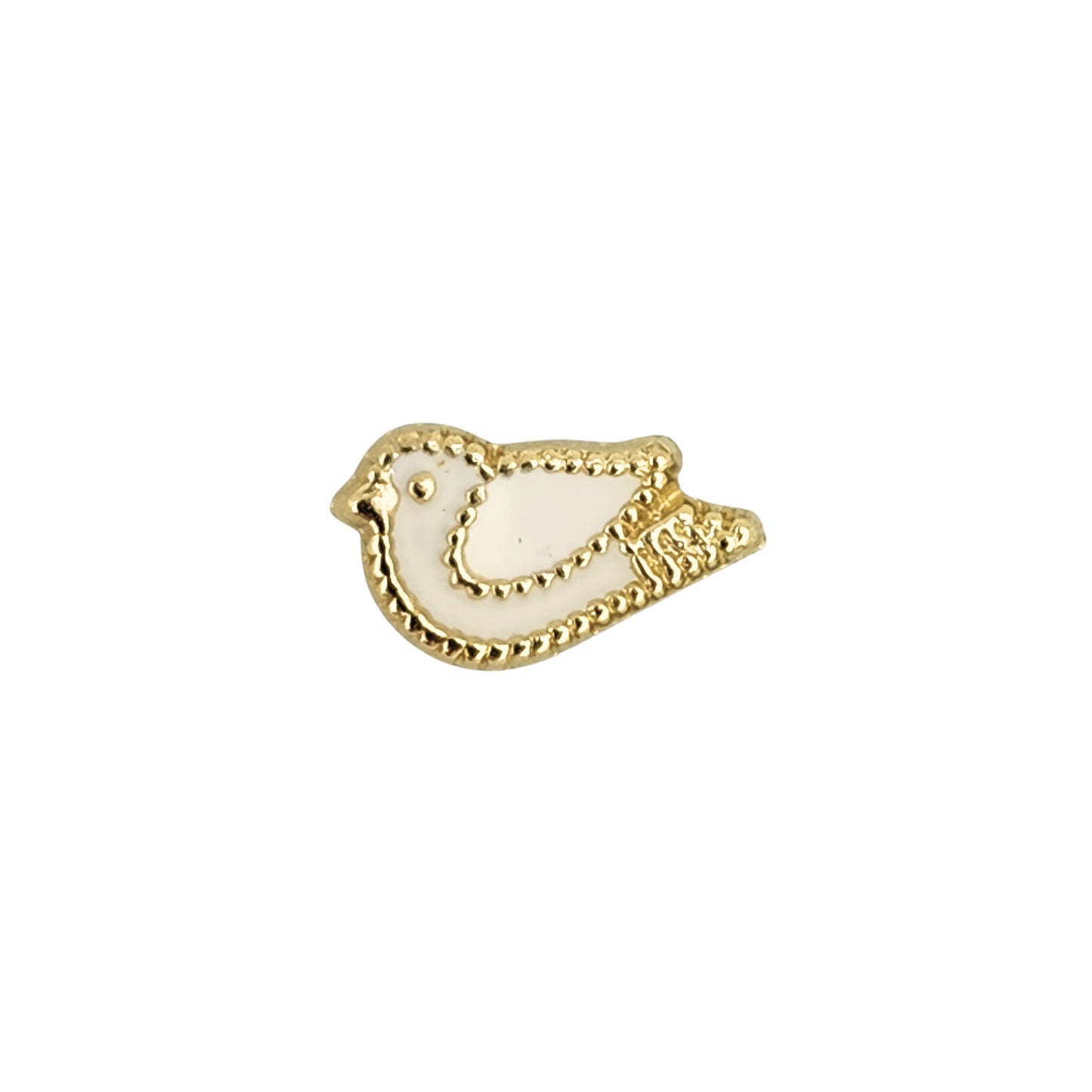 Aretes Oro 10K Broquel Paloma Blanca Esmaltada