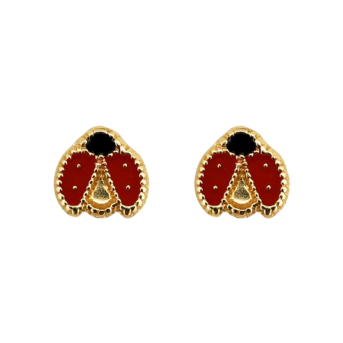Aretes Catarina con Alas Boleada Esmaltada, Oro 10K Tipo Broquel