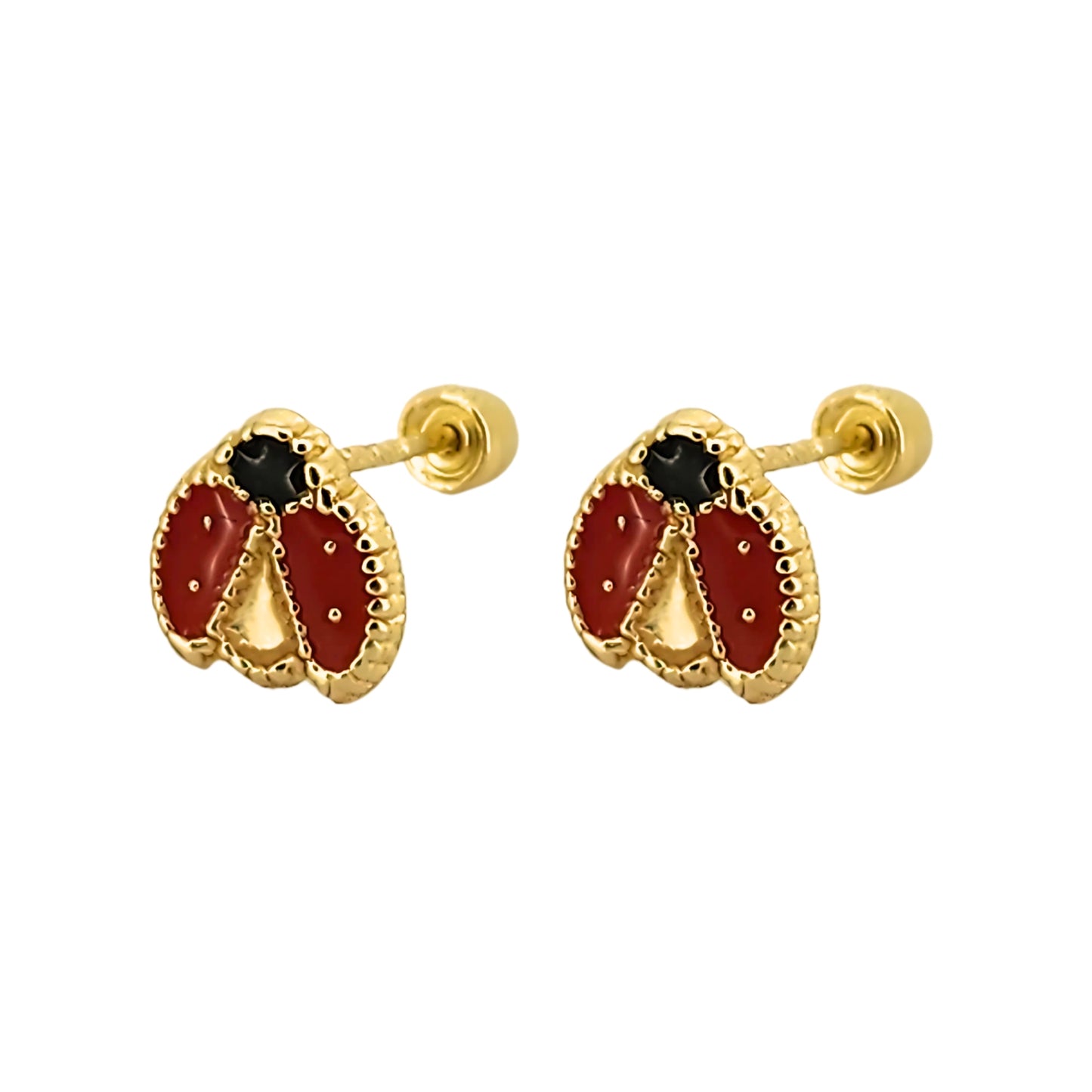 Aretes Catarina con Alas Boleada Esmaltada, Oro 10K Tipo Broquel