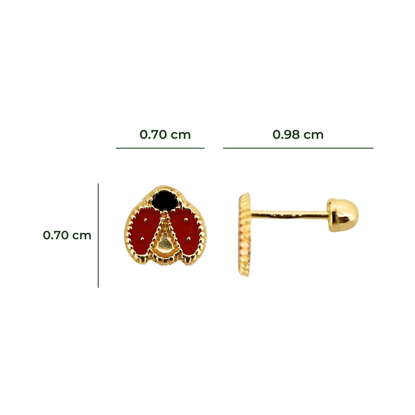 Aretes Catarina con Alas Boleada Esmaltada, Oro 10K Tipo Broquel