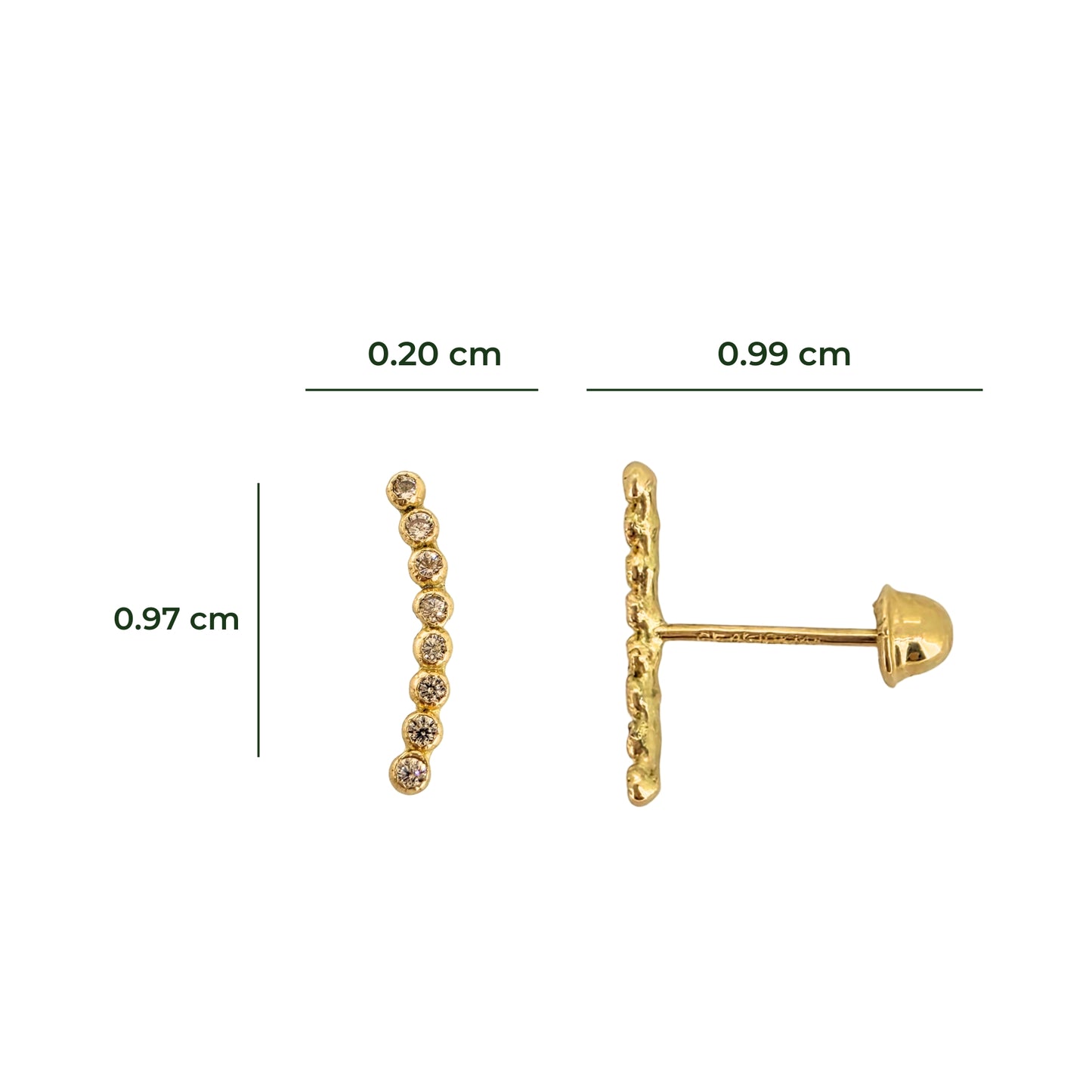 Aretes Lambada Mini Bisel Color a Elegir Tipo Broquel Elegantes y Delicados Cierre Rosca Diseño Atemporal y Clásico