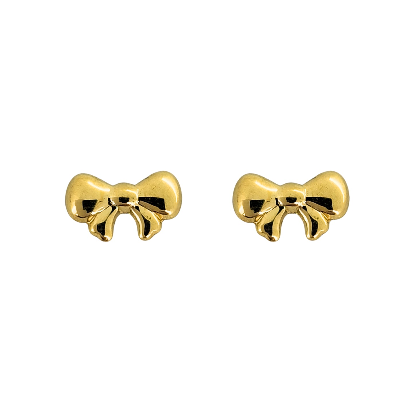 Aretes Oro 10K Broquel Moñito Liso
