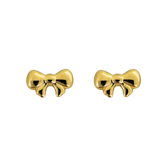 Aretes Oro 10K Broquel Moñito Liso