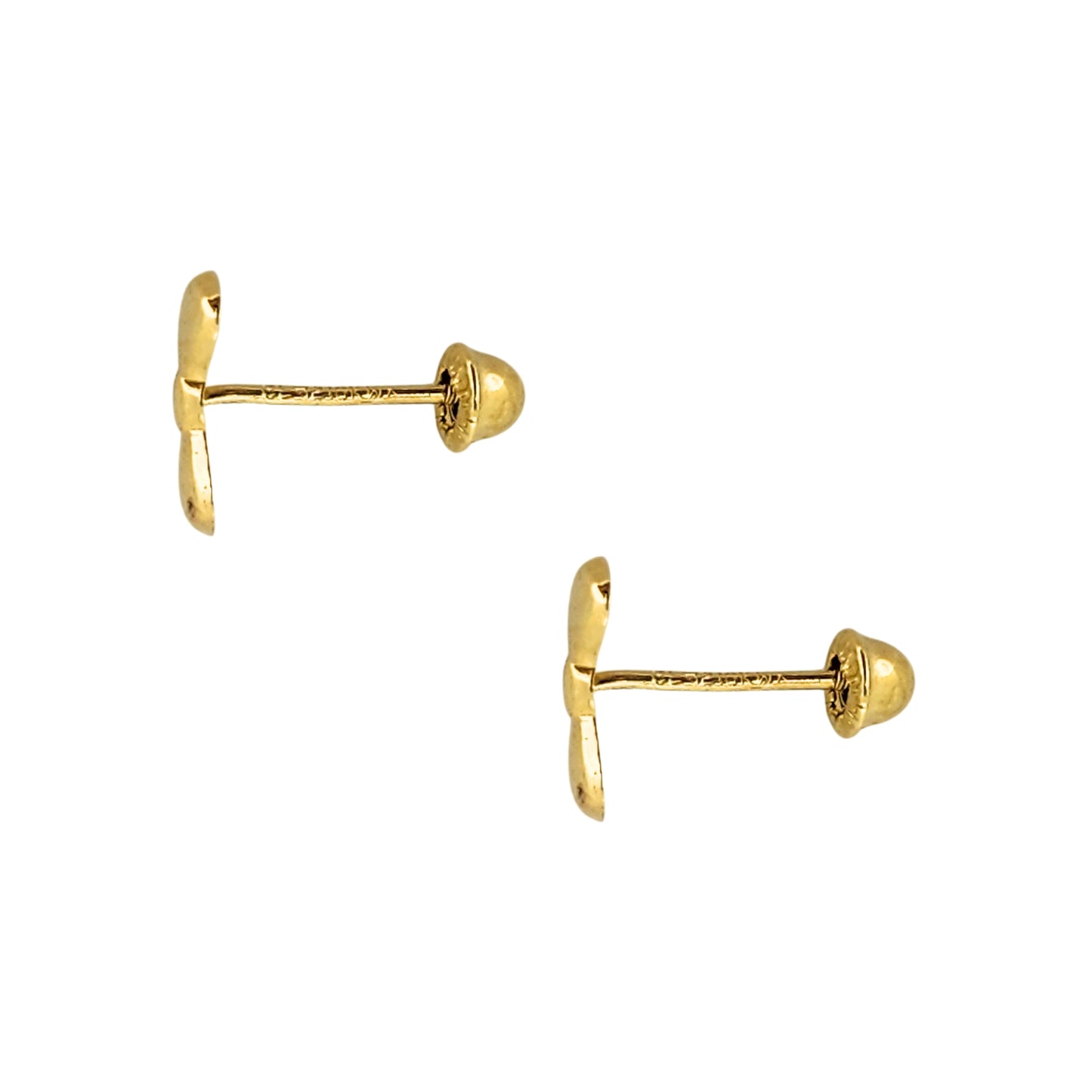 Aretes Oro 10K Broquel Moñito Liso