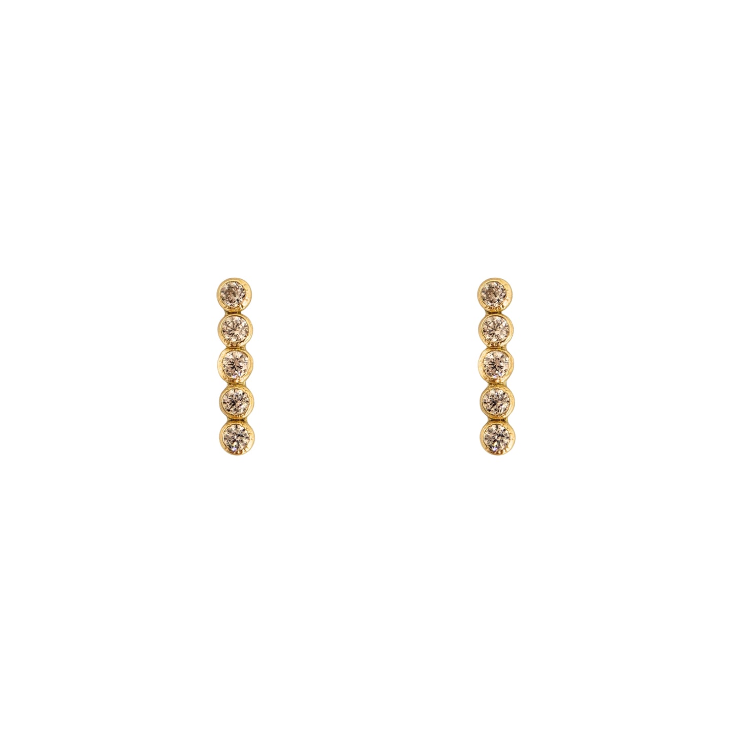 Aretes Oro 10K Broquel Mini Barra 5p Mini Bisel