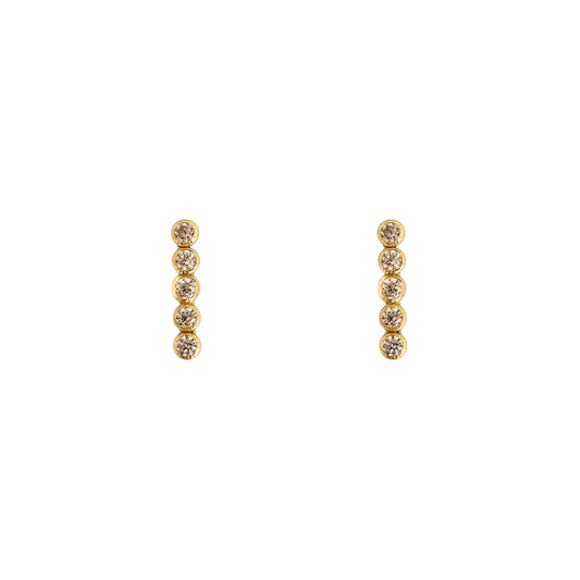Aretes Oro 10K Broquel Mini Barra 5p Mini Bisel