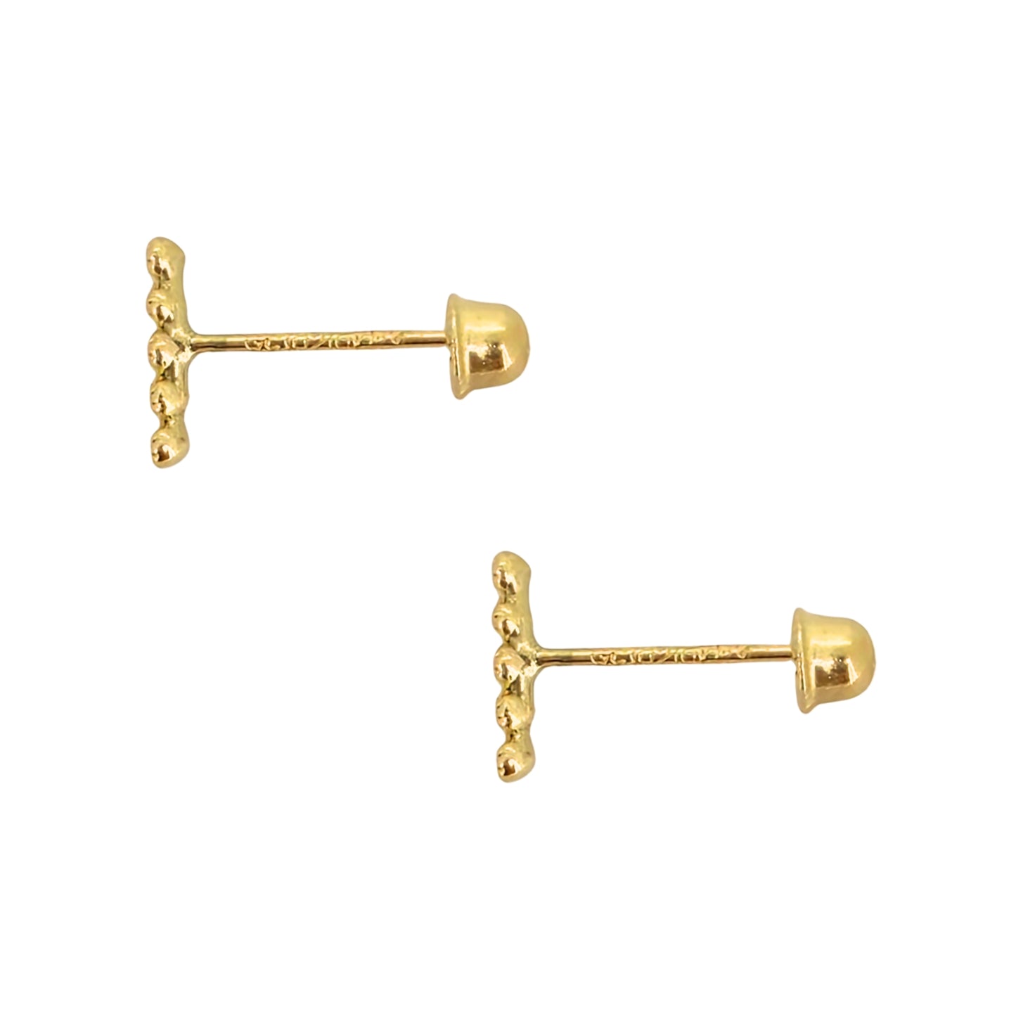 Aretes Oro 10K Broquel Mini Barra 5p Mini Bisel