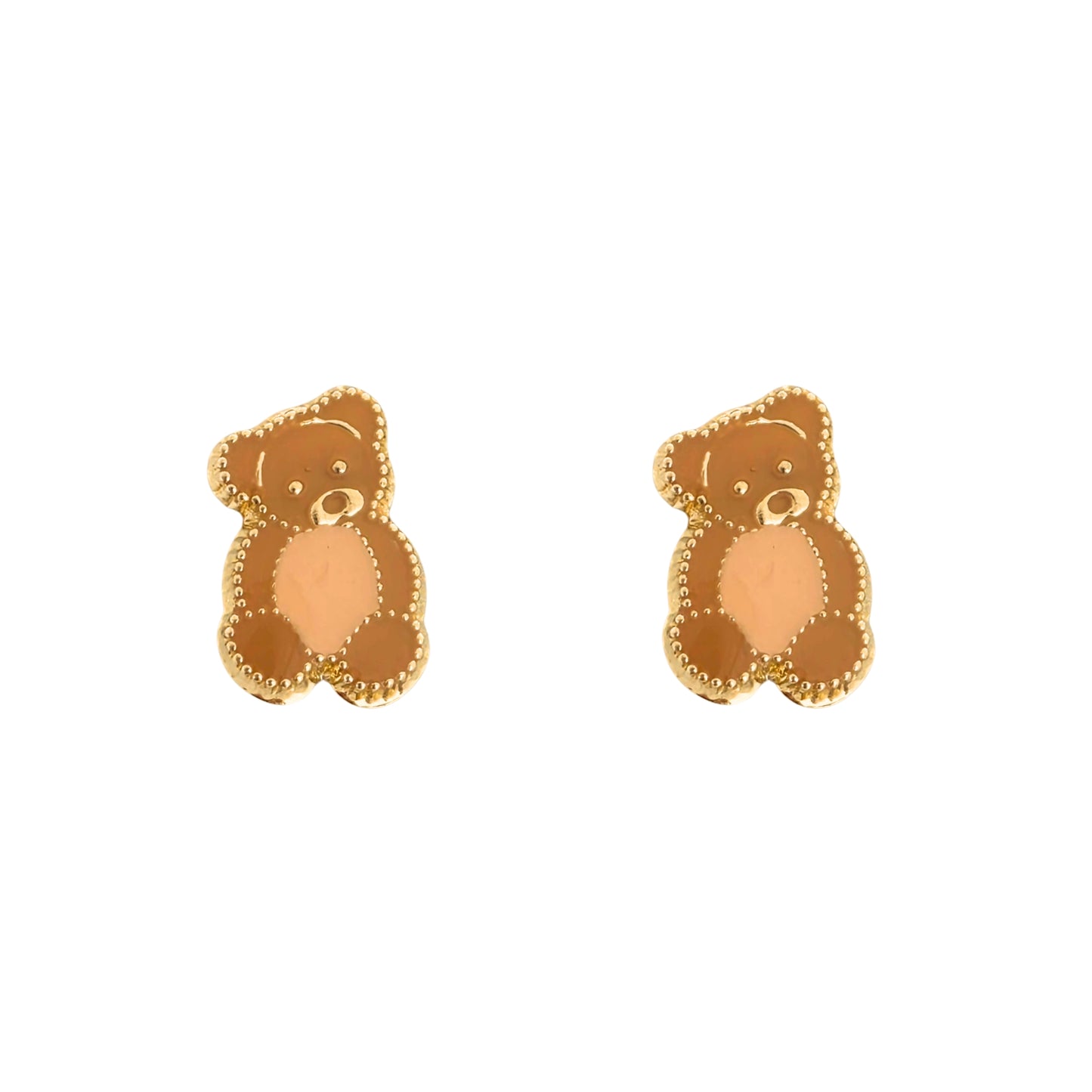Aretes Oso Boleado Tipo Broquel Elegantes y Delicados Cierre Rosca Diseño Atemporal y Clásico