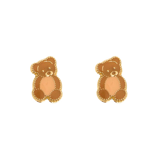 Aretes Oso Boleado Tipo Broquel Elegantes y Delicados Cierre Rosca Diseño Atemporal y Clásico