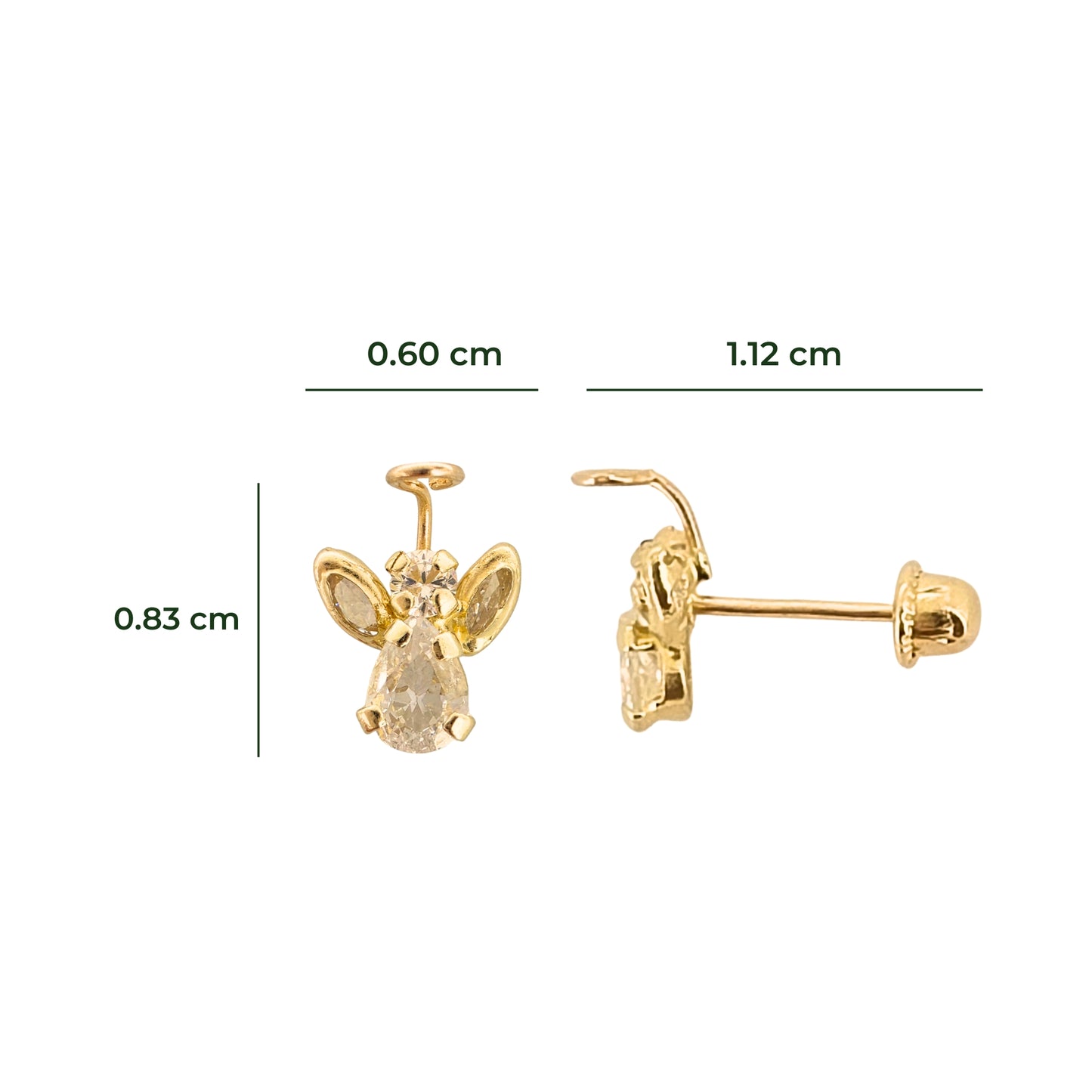 Aretes Oro 10K Broquel Conciencia