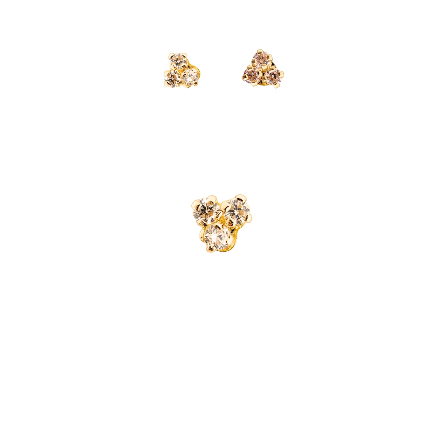 Aretes Oro 10K Broquel Trebol Piedras Color a Elegir