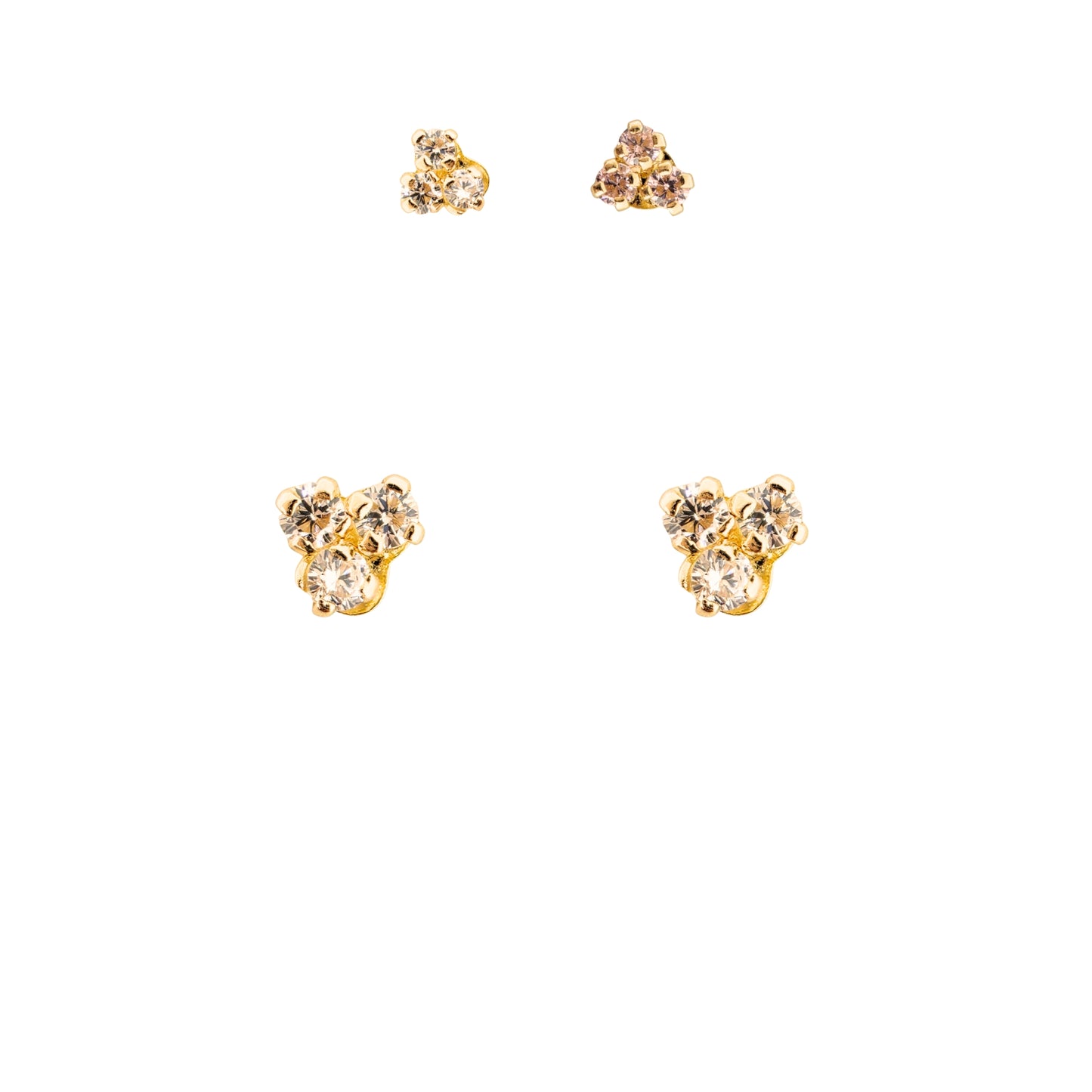 Aretes Oro 10K Broquel Trebol Piedras Color a Elegir