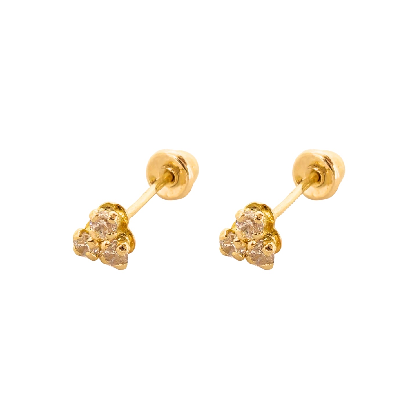 Aretes Oro 10K Broquel Trebol Piedras Color a Elegir