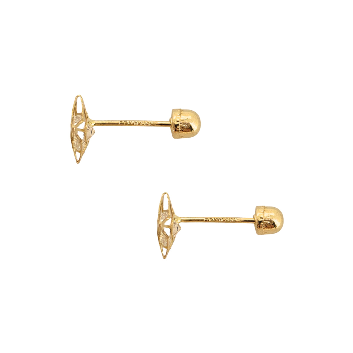 Aretes Oro 10K Broquel Estrella 3D Zirconias