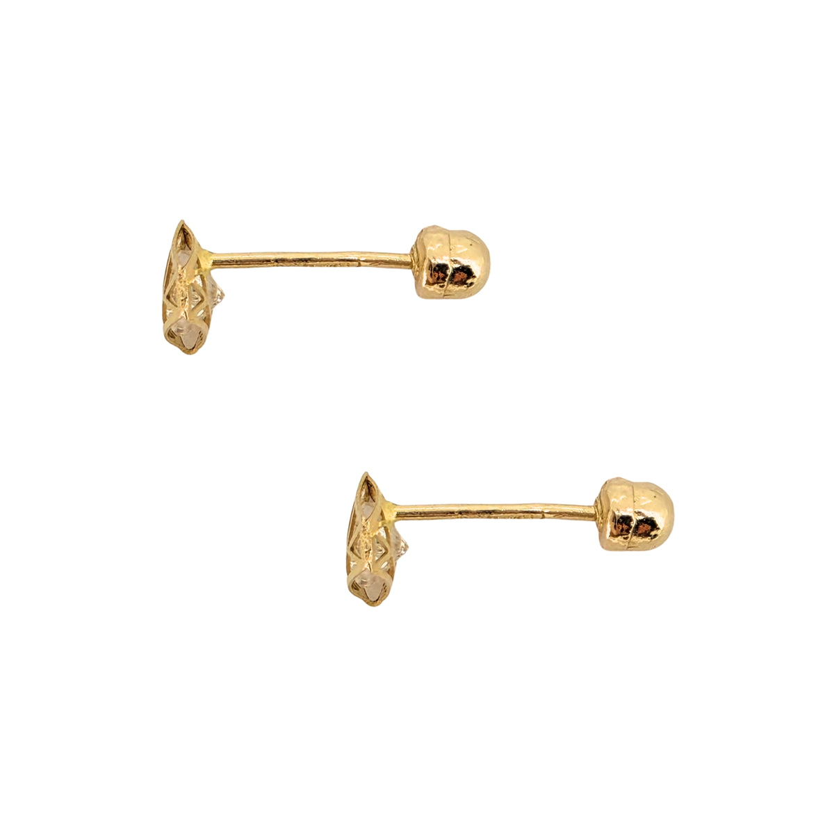 Aretes Oro 10K Broquel Diamante 3D Zirconia