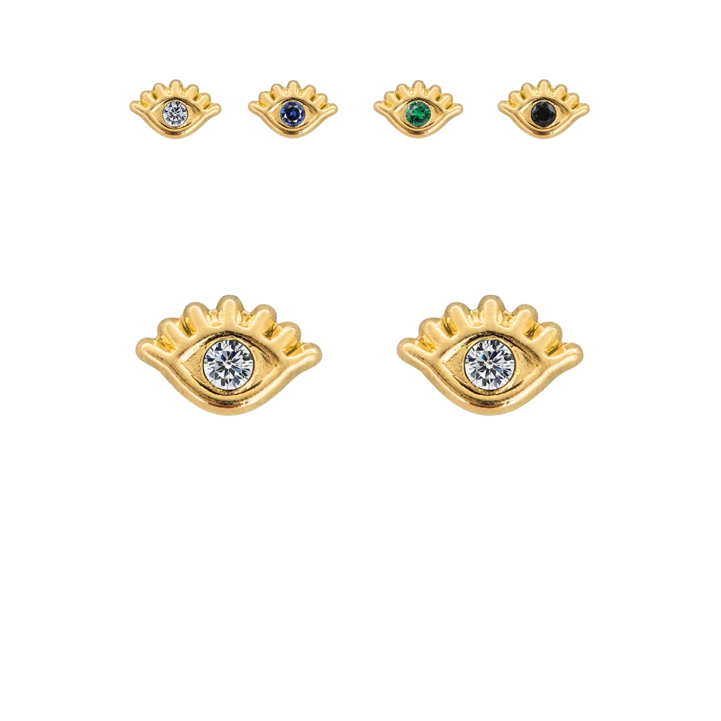 Aretes Ojito Turco Tipo Broquel Elegantes y Delicados Cierre Rosca Diseño Atemporal y Clásico