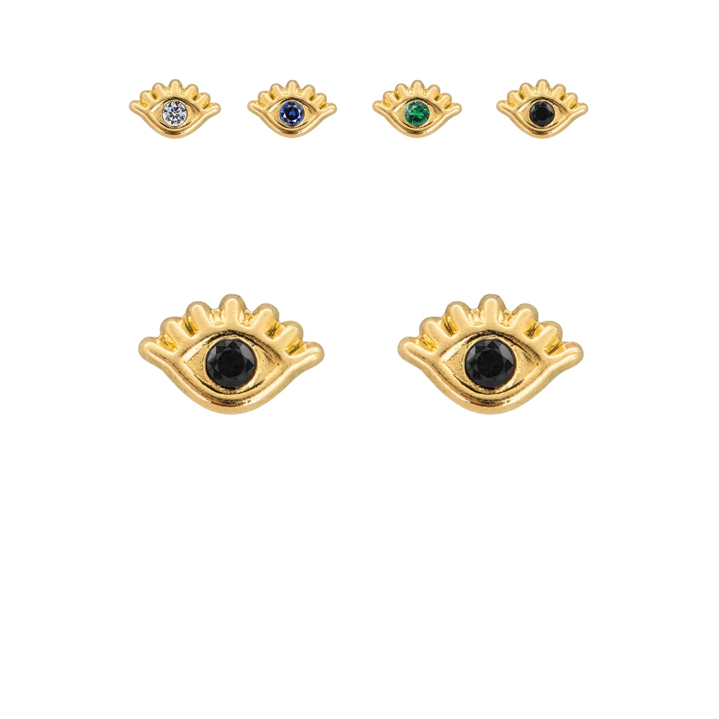 Aretes Ojito Turco Tipo Broquel Elegantes y Delicados Cierre Rosca Diseño Atemporal y Clásico