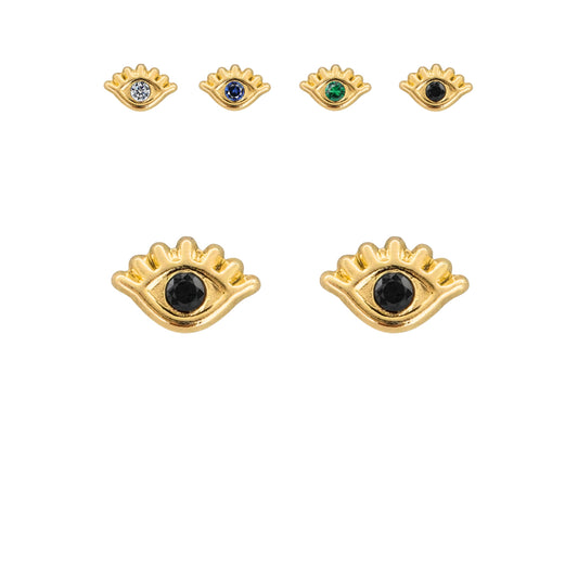Aretes Ojito Turco Tipo Broquel Elegantes y Delicados Cierre Rosca Diseño Atemporal y Clásico