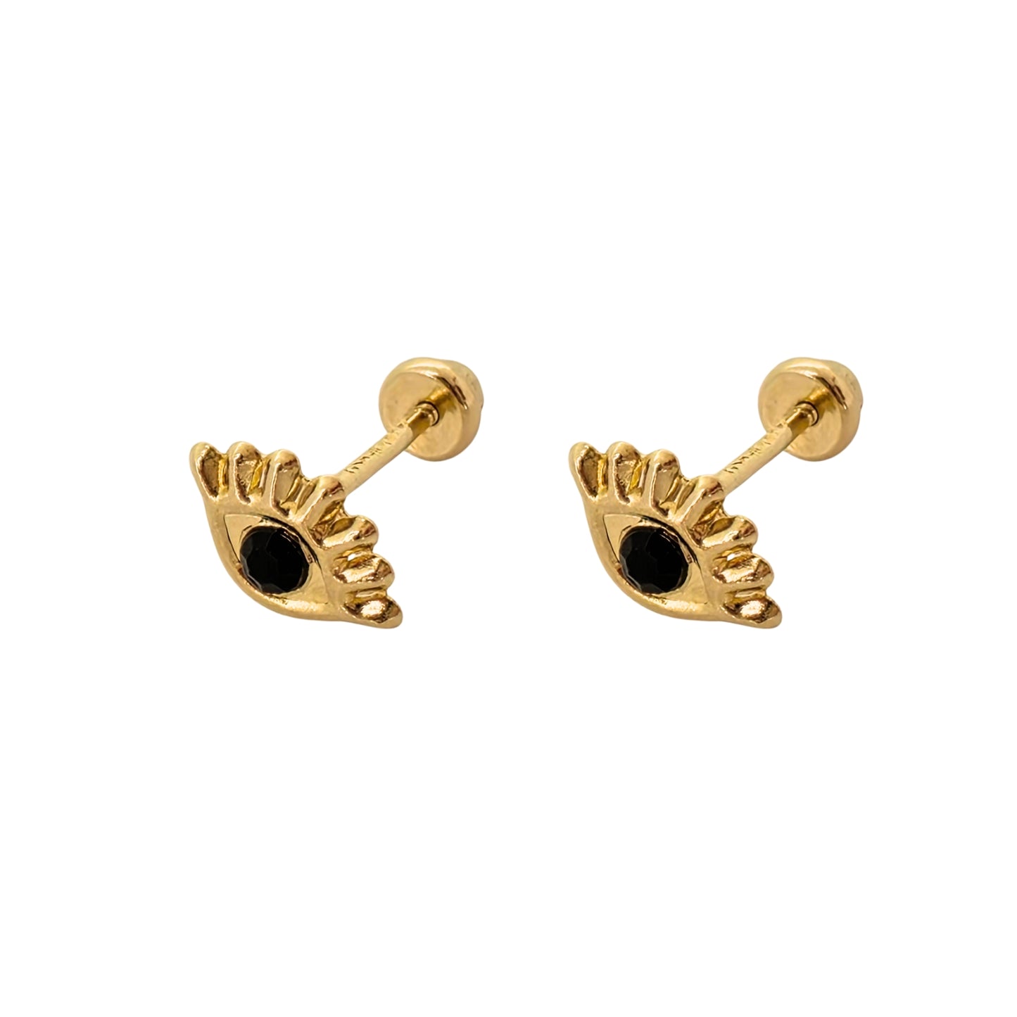 Aretes Ojito Turco Tipo Broquel Elegantes y Delicados Cierre Rosca Diseño Atemporal y Clásico