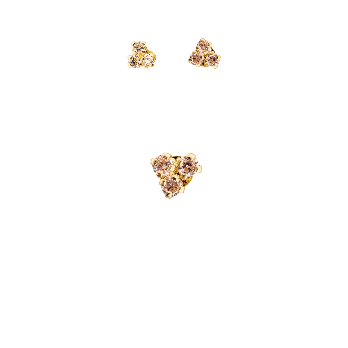 Aretes Oro 10K Broquel Trebol Piedras Color a Elegir