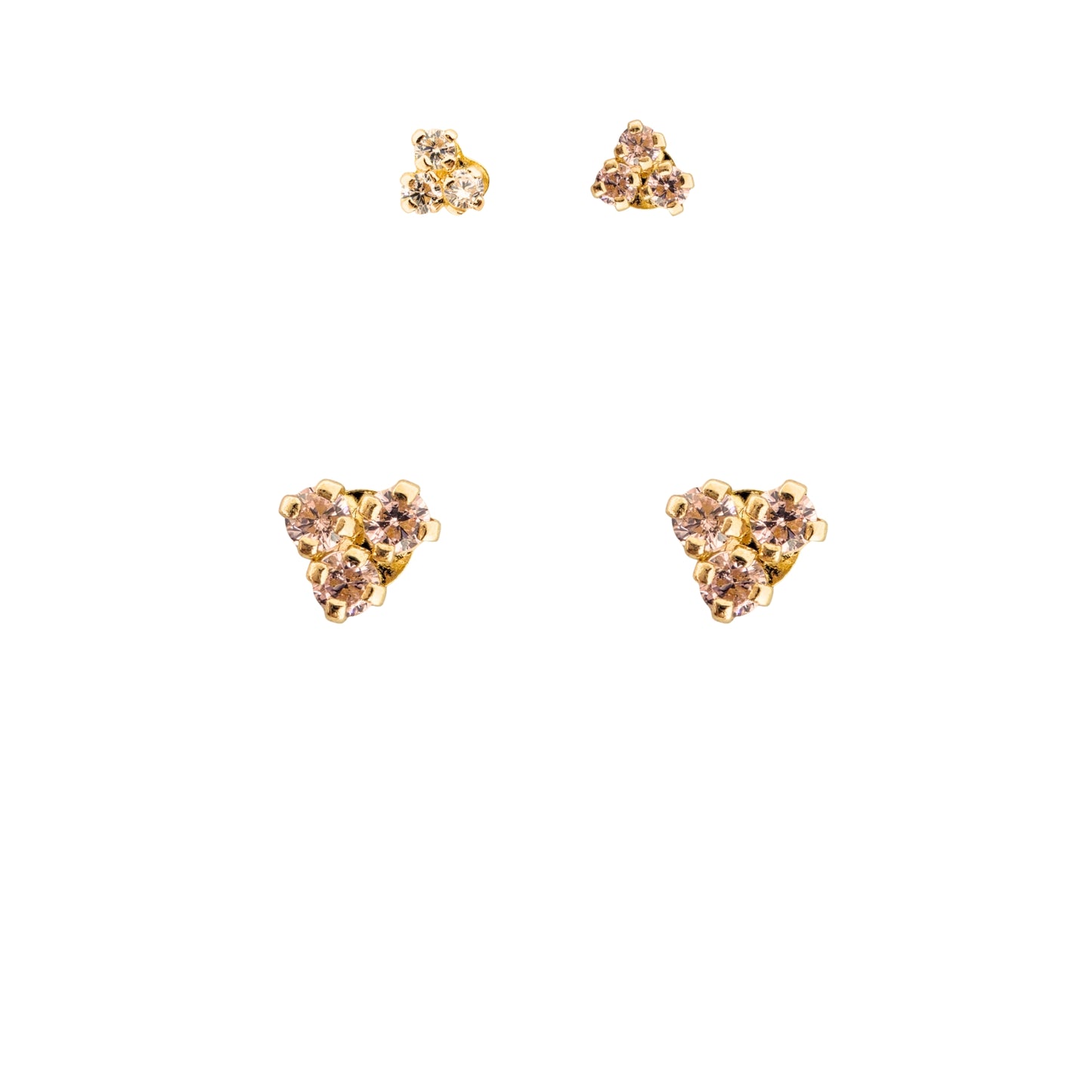 Aretes Oro 10K Broquel Trebol Piedras Color a Elegir