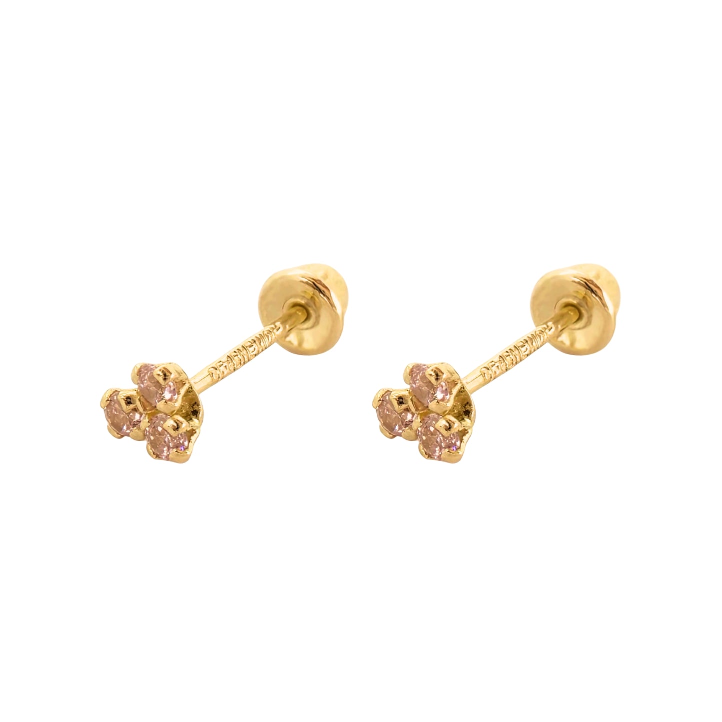 Aretes Oro 10K Broquel Trebol Piedras Color a Elegir