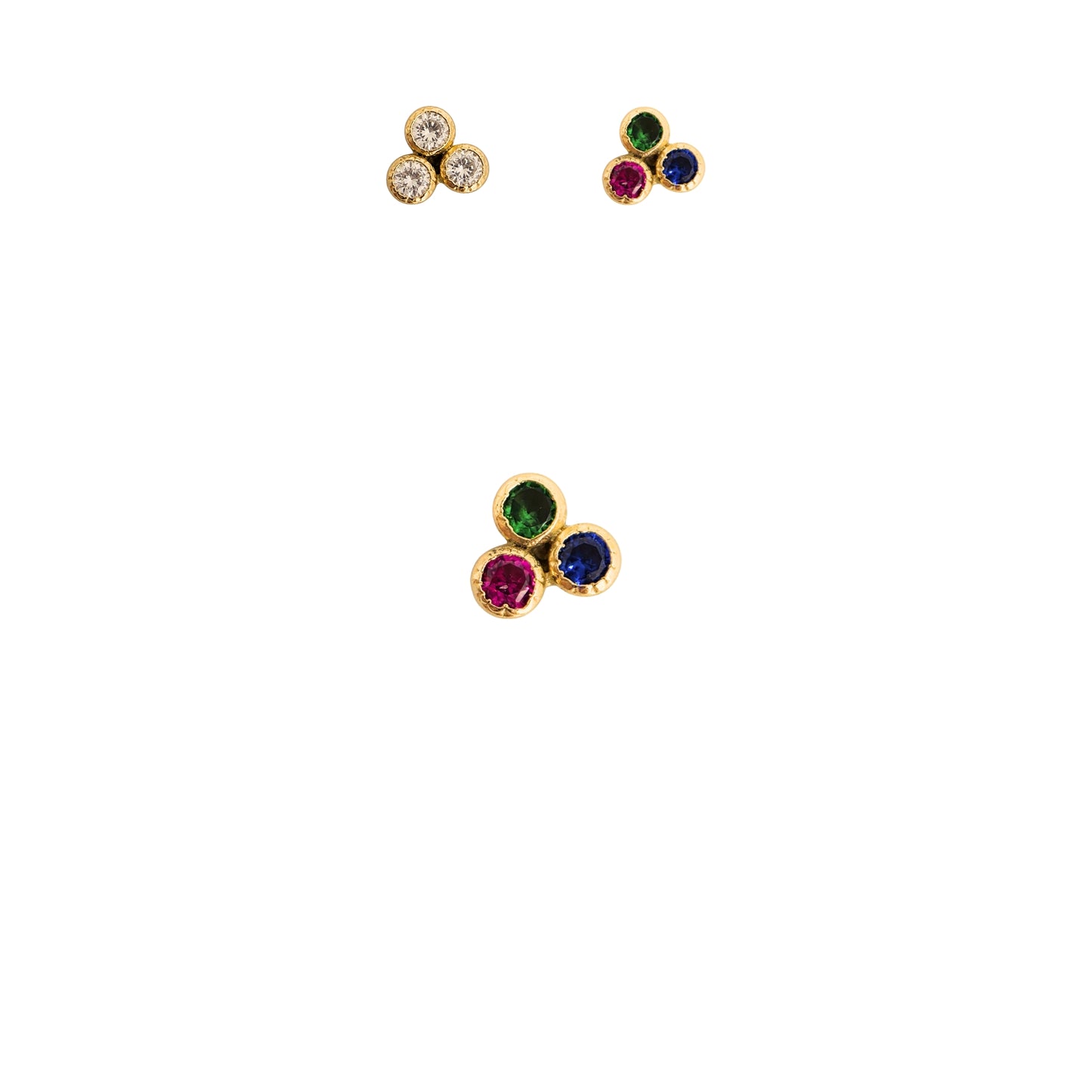 Aretes Trebol de Zirconias Bisel Oro 10k, Tipo broquel