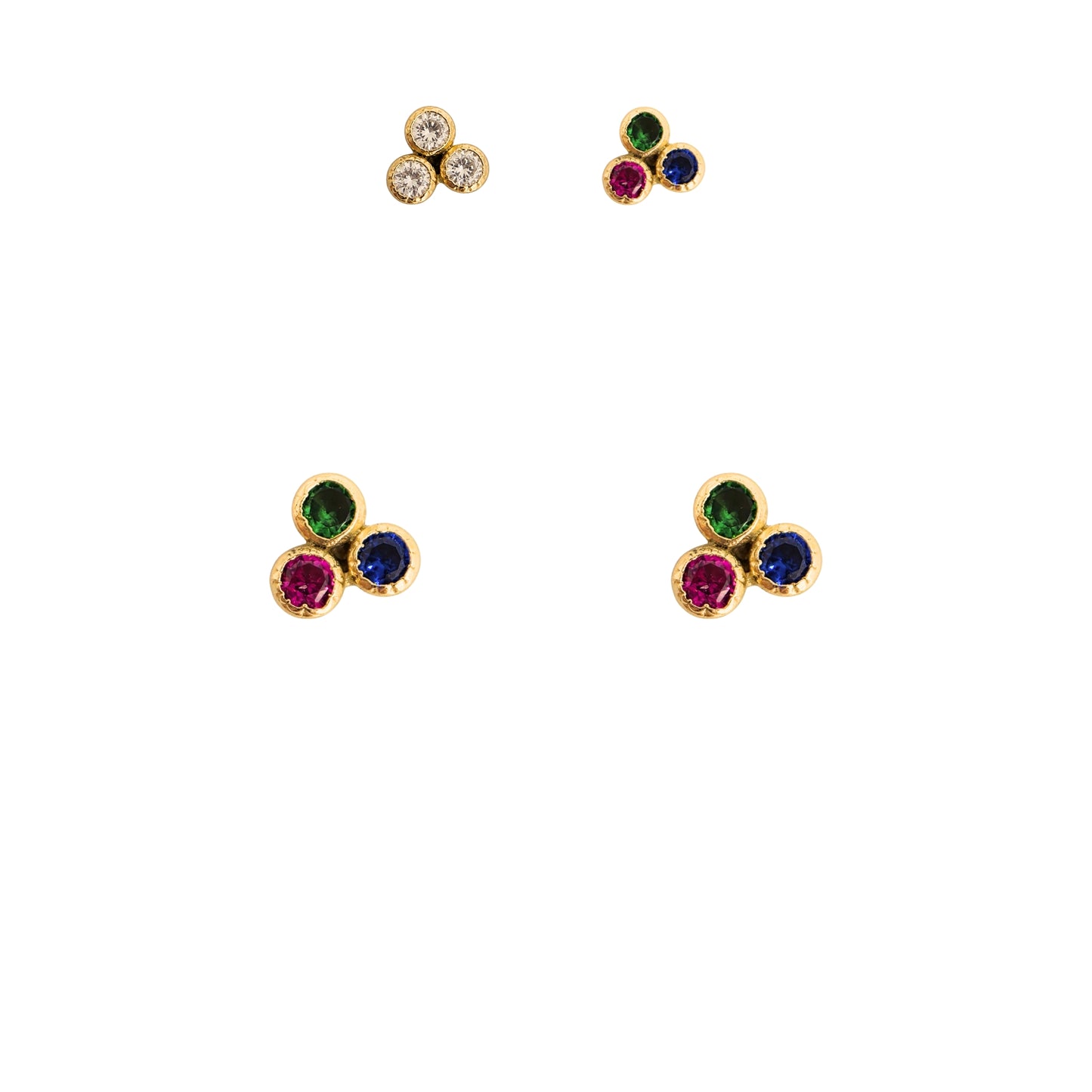 Aretes Trebol de Zirconias Bisel Oro 10k, Tipo broquel
