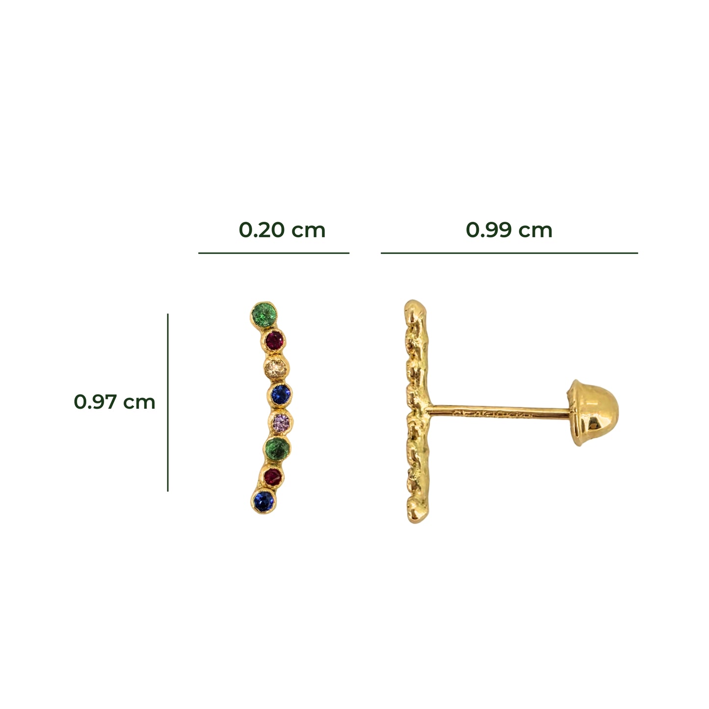 Aretes Lambada Mini Bisel Color a Elegir Tipo Broquel Elegantes y Delicados Cierre Rosca Diseño Atemporal y Clásico