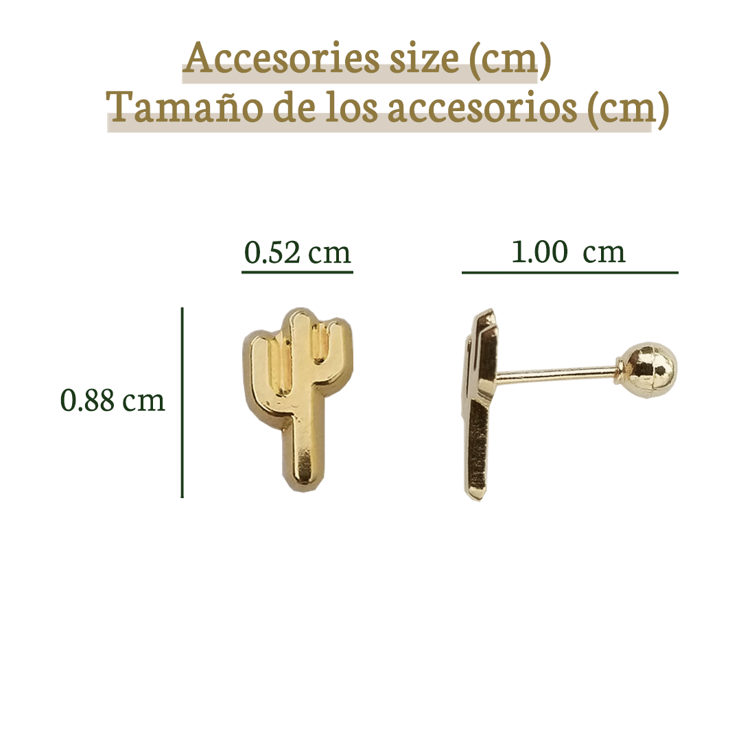 Aretes Cactus Oro 10k, Tipo Broquel