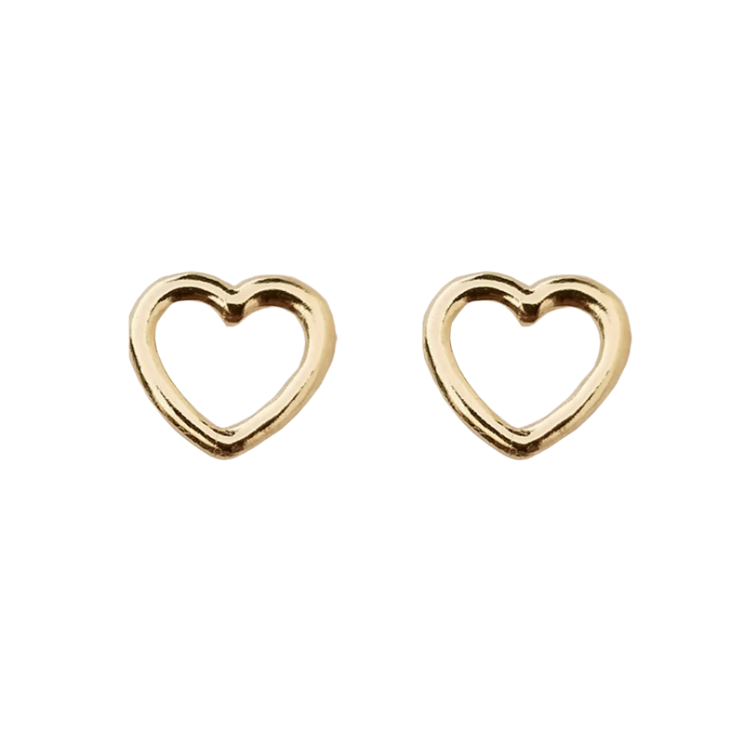 Corazón Silueta Gde, Oro 10k (Par de Aretes)