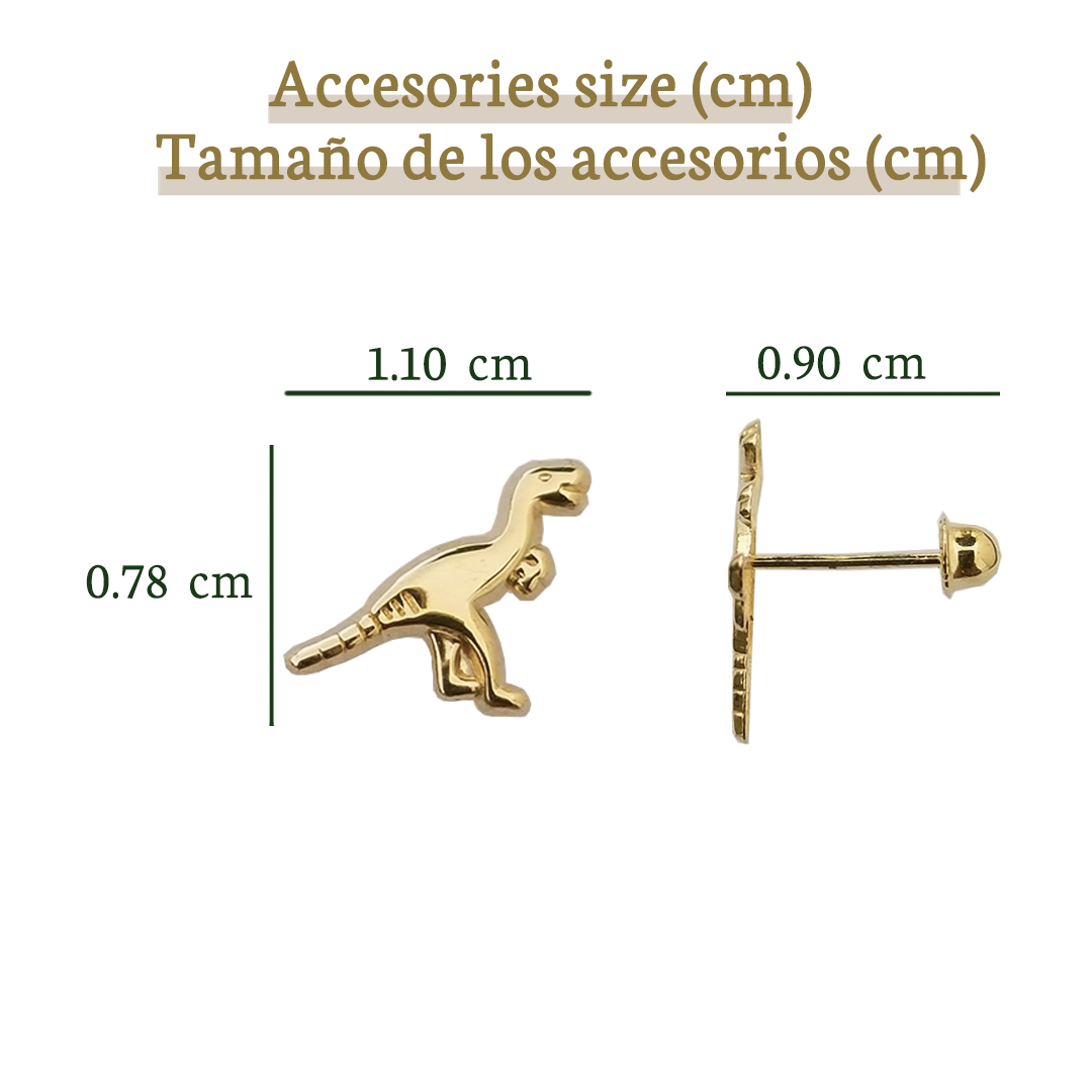 Broquel Dinosaurio, Oro 10k (Par de Aretes)