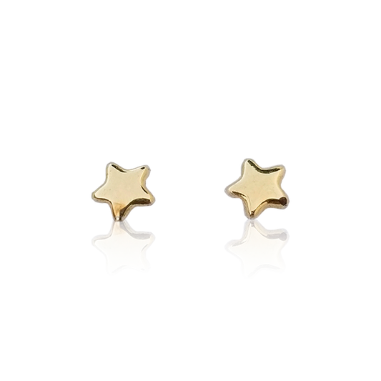 Broquel Estrella Llena, Oro 10K (Par de Aretes)