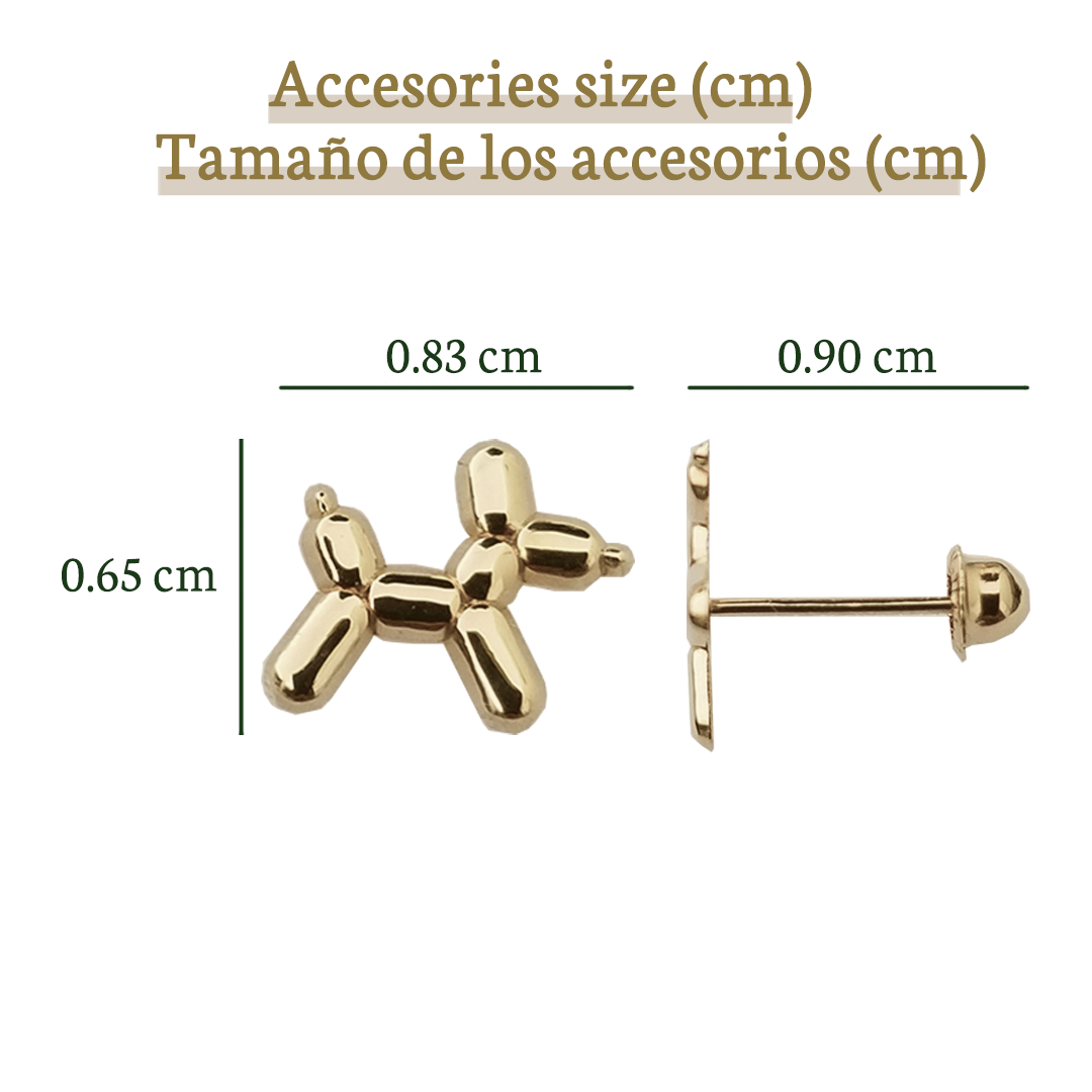 Aretes Perro Globo Oro 10k, Tipo Broquel
