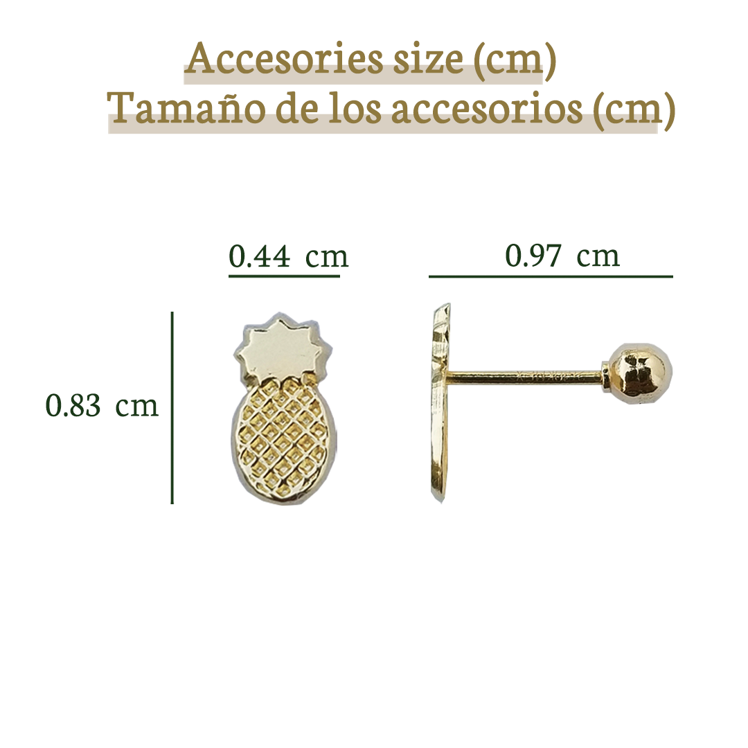 Broquel Piña, Oro 10k (Par de aretes)