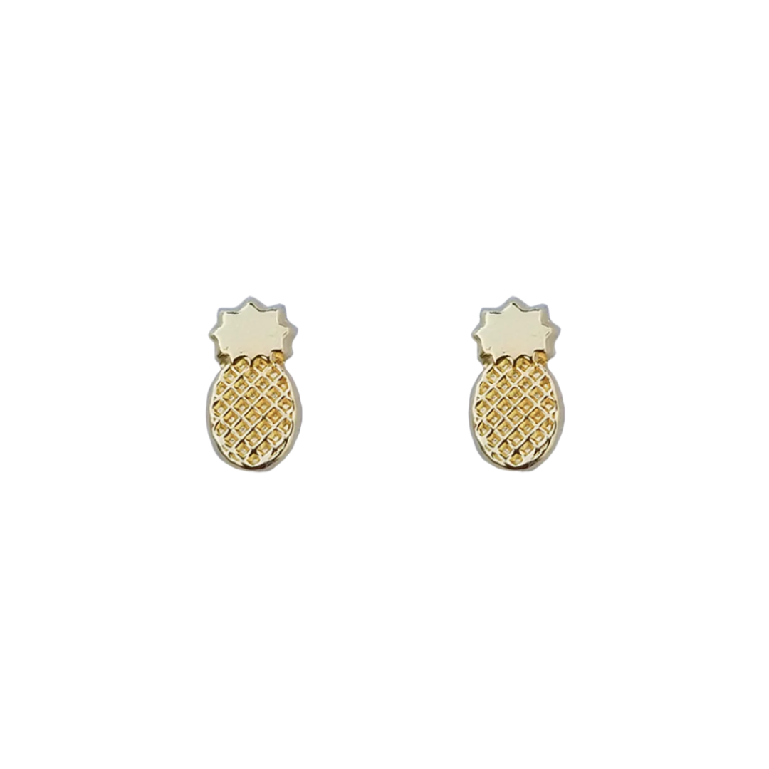 Broquel Piña, Oro 10k (Par de aretes)