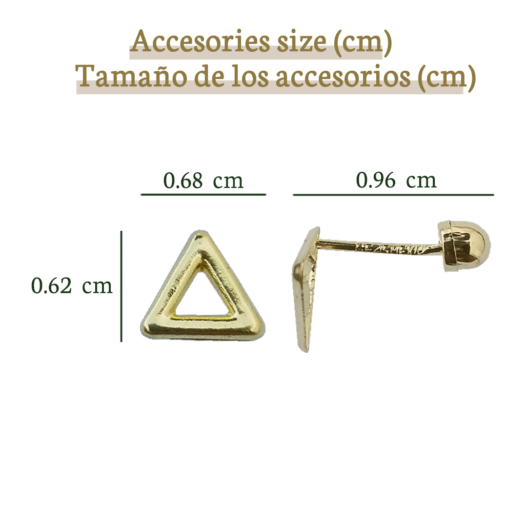 Broquel Triángulo Silueta, Oro 10K (Par de Aretes)